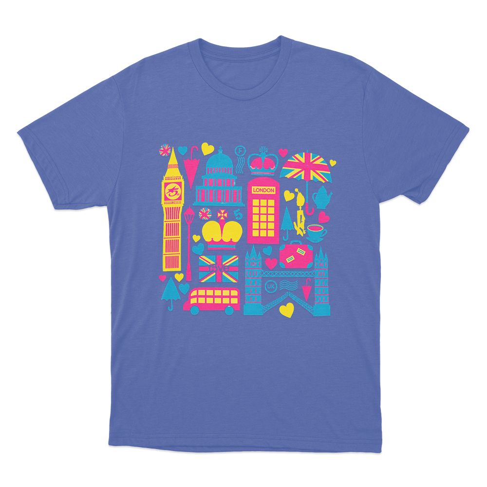 F5ve London Icons Collage Unisex T Shirt Blue F5ve London Icons Collage Unisex T Shirt Blue