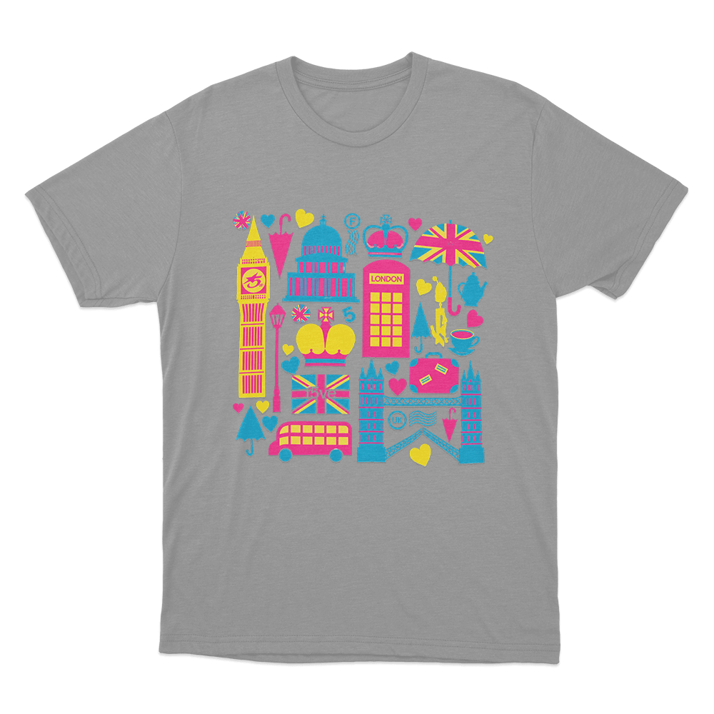 F5ve London Icons Collage Unisex T Shirt Grey F5ve London Icons Collage Unisex T Shirt Grey
