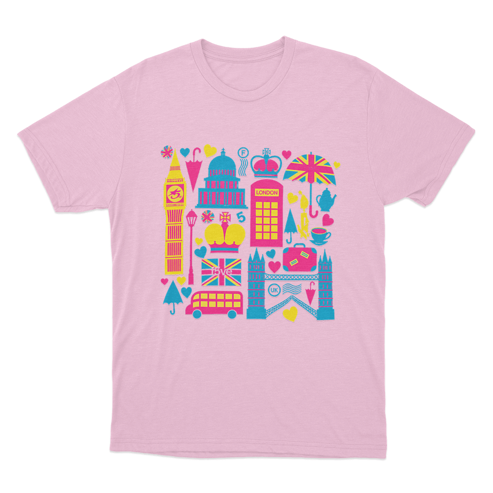 F5ve London Icons Collage Unisex T Shirt Pink F5ve London Icons Collage Unisex T Shirt Pink